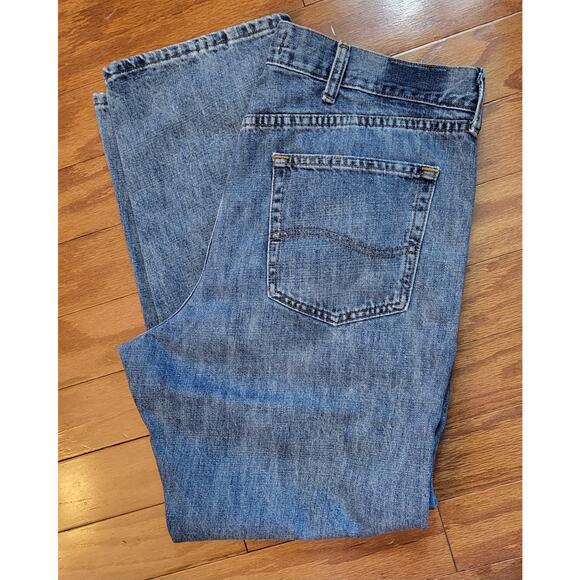 Lee Jeans Men Size (38x29 Actual) Blue Stone Wash Regular Fit Straight Leg Pants - Picture 9 of 13